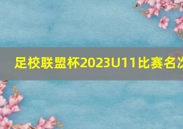 足校联盟杯2023U11比赛名次