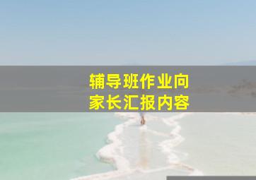 辅导班作业向家长汇报内容