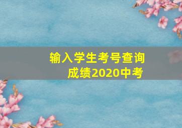 输入学生考号查询成绩2020中考