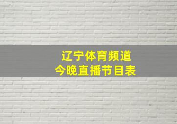 辽宁体育频道今晚直播节目表