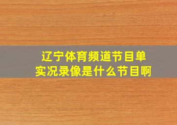 辽宁体育频道节目单实况录像是什么节目啊