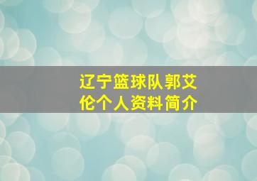 辽宁篮球队郭艾伦个人资料简介