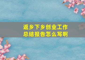 返乡下乡创业工作总结报告怎么写啊