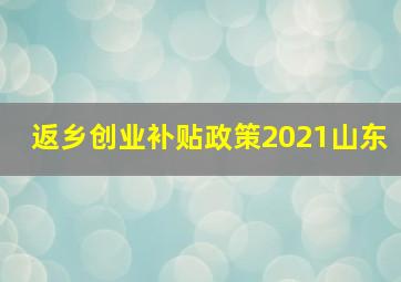 返乡创业补贴政策2021山东