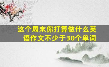 这个周末你打算做什么英语作文不少于30个单词