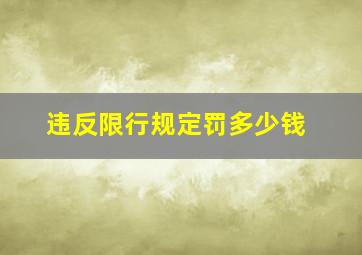 违反限行规定罚多少钱