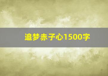 追梦赤子心1500字