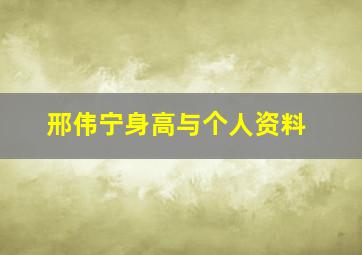 邢伟宁身高与个人资料