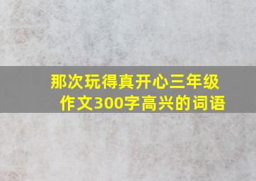 那次玩得真开心三年级作文300字高兴的词语