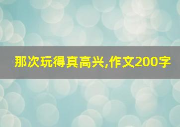 那次玩得真高兴,作文200字