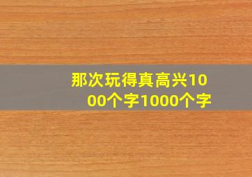 那次玩得真高兴1000个字1000个字