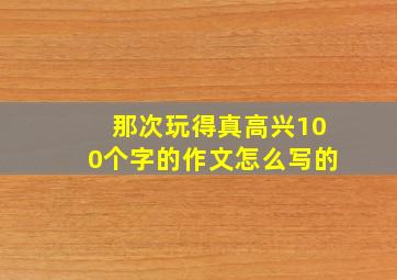 那次玩得真高兴100个字的作文怎么写的