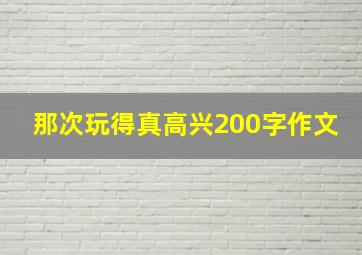 那次玩得真高兴200字作文