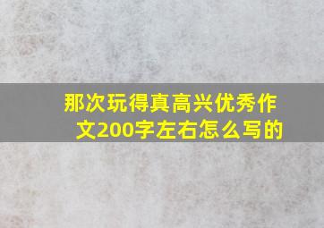 那次玩得真高兴优秀作文200字左右怎么写的