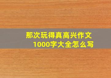 那次玩得真高兴作文1000字大全怎么写