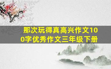 那次玩得真高兴作文100字优秀作文三年级下册