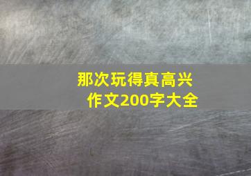 那次玩得真高兴作文200字大全