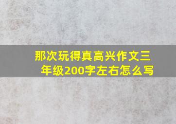 那次玩得真高兴作文三年级200字左右怎么写