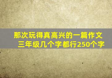 那次玩得真高兴的一篇作文三年级几个字都行250个字