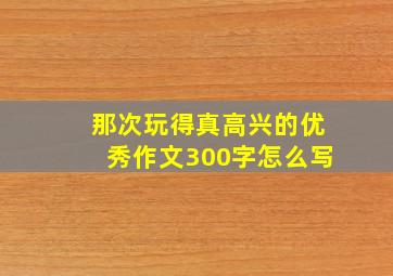 那次玩得真高兴的优秀作文300字怎么写