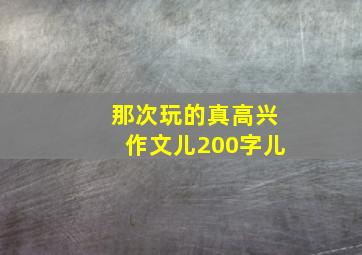 那次玩的真高兴作文儿200字儿