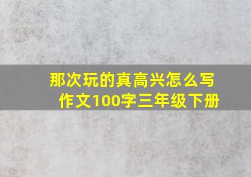 那次玩的真高兴怎么写作文100字三年级下册