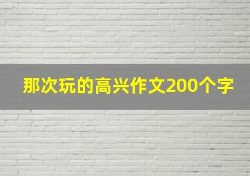 那次玩的高兴作文200个字