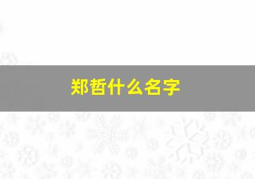 郑哲什么名字