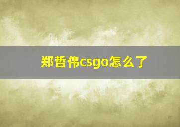 郑哲伟csgo怎么了