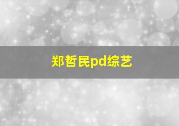 郑哲民pd综艺