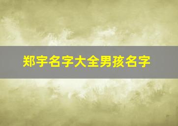 郑宇名字大全男孩名字