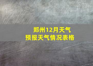 郑州12月天气预报天气情况表格