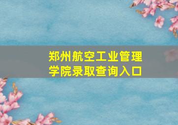 郑州航空工业管理学院录取查询入口