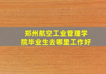 郑州航空工业管理学院毕业生去哪里工作好