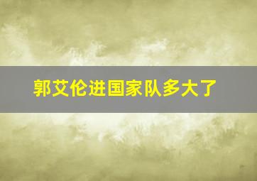 郭艾伦进国家队多大了