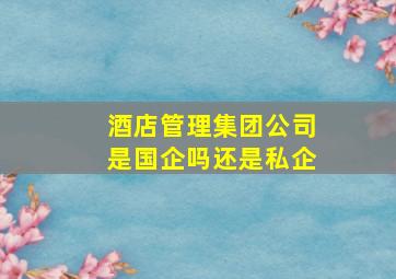 酒店管理集团公司是国企吗还是私企