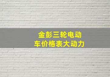 金彭三轮电动车价格表大动力