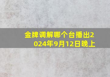 金牌调解哪个台播出2024年9月12日晚上