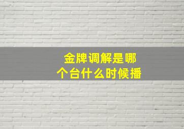 金牌调解是哪个台什么时候播