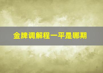 金牌调解程一平是哪期