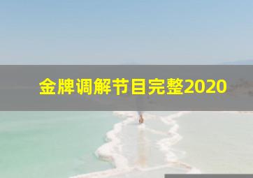 金牌调解节目完整2020