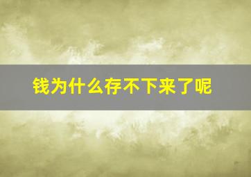 钱为什么存不下来了呢