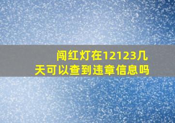 闯红灯在12123几天可以查到违章信息吗