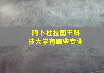 阿卜杜拉国王科技大学有哪些专业