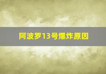 阿波罗13号爆炸原因