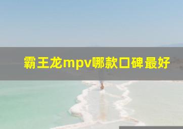 霸王龙mpv哪款口碑最好