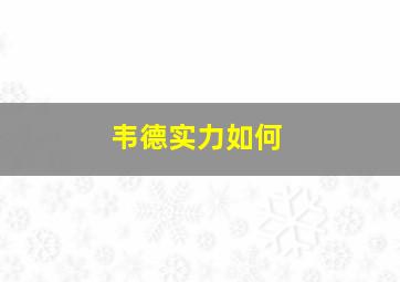 韦德实力如何