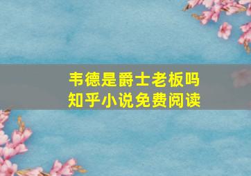 韦德是爵士老板吗知乎小说免费阅读