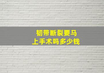 韧带断裂要马上手术吗多少钱