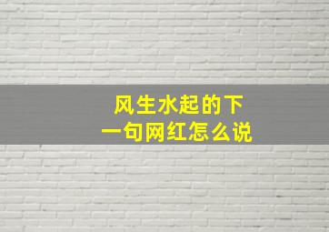 风生水起的下一句网红怎么说